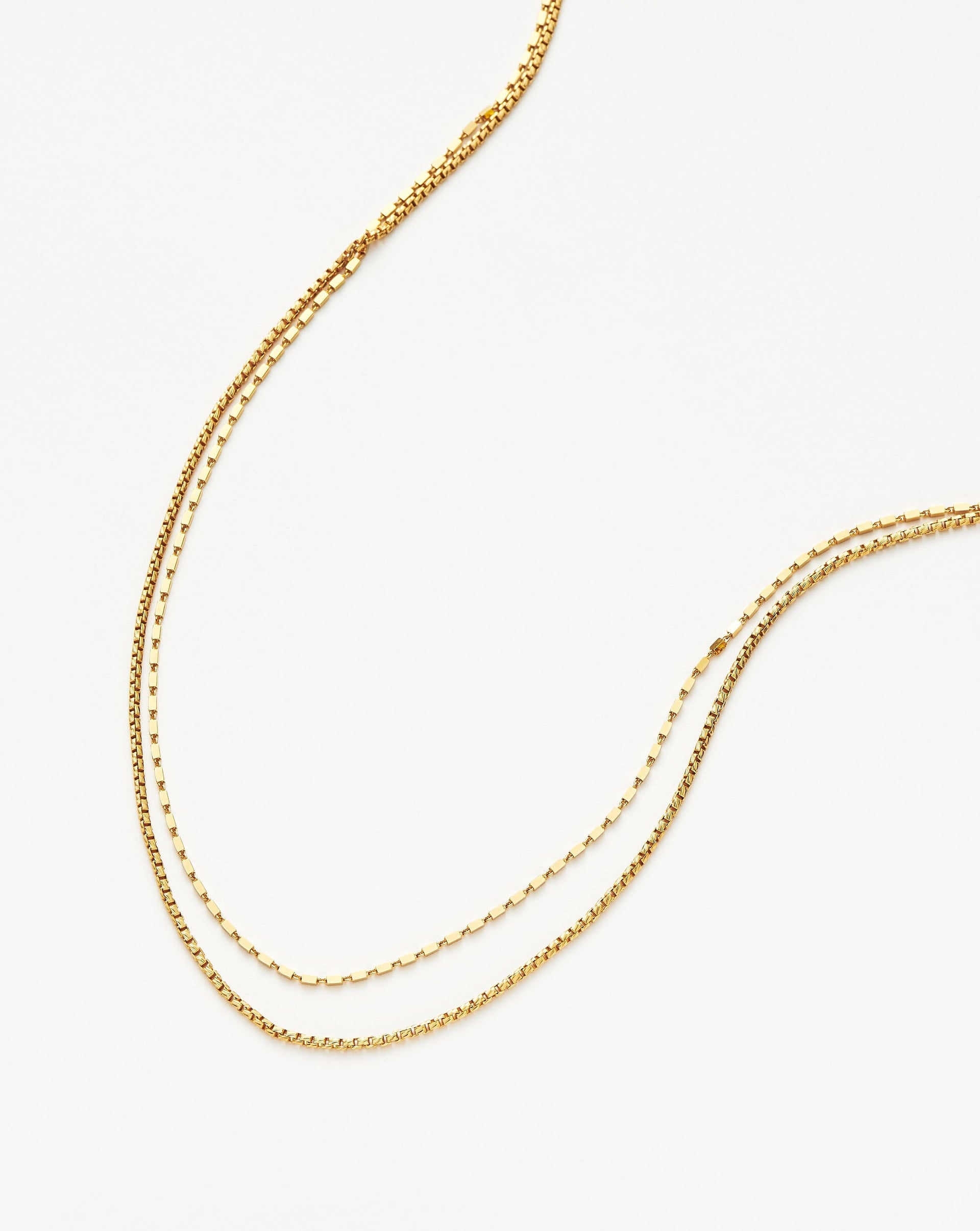 Box Link Double Chain Necklace | 18ct Gold Vermeil