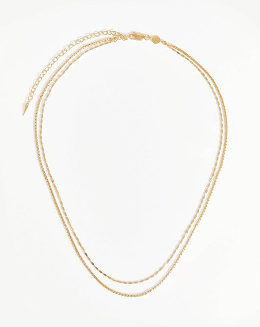 Box Link Double Chain Necklace | 18ct Gold Vermeil