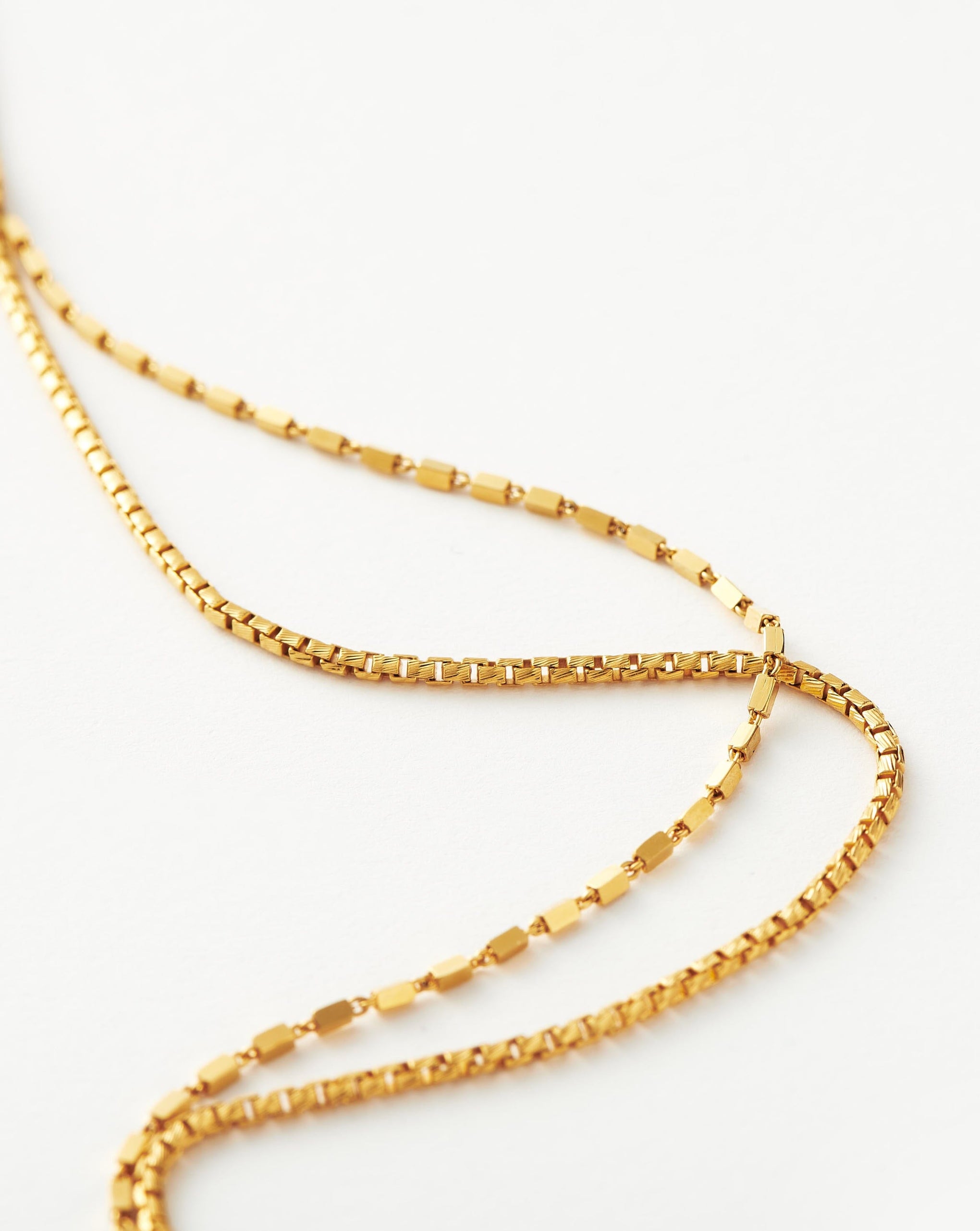 Box Link Double Chain Necklace | 18ct Gold Vermeil