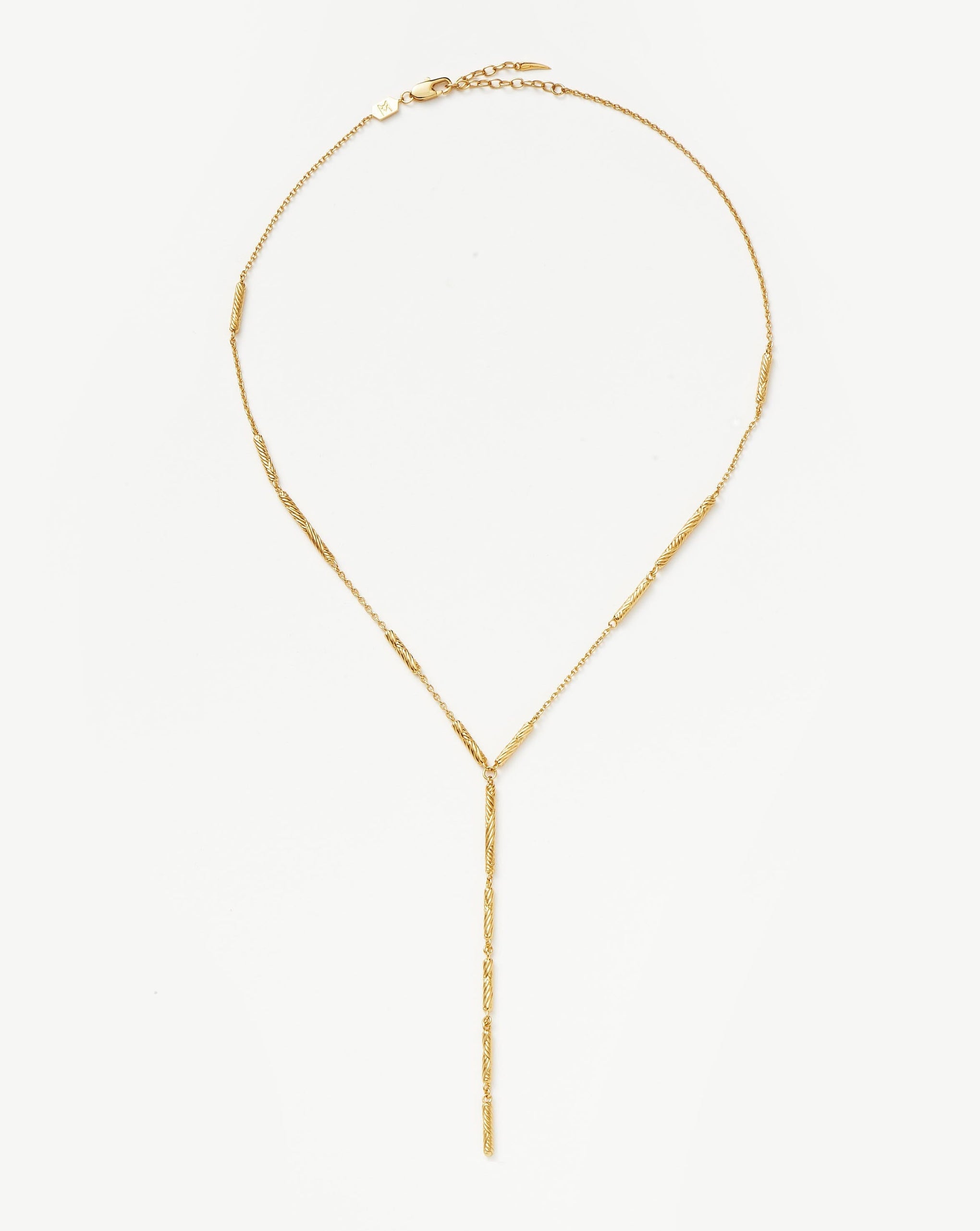 Wavy Ridge Lariat Chain Necklace